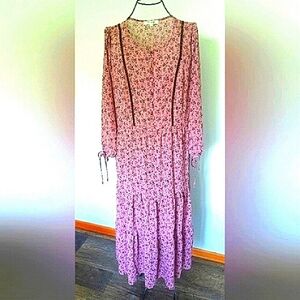 Madewell Floral Boho Mauve Print Msxi Dress Sm-Med
